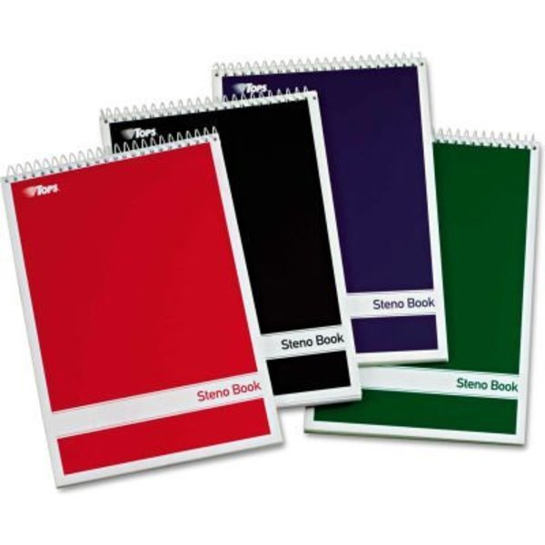 Tops Business Forms TOPS® Steno Book W/Assorted Colored Cvr 80220, 6" x 9", White, 80 Sheets/Pad, 4 Pad/Pack 80220